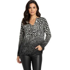 Cyrus Black & White Polka Dot Cardigan - Retro Mod‎ Style Sweater Size M